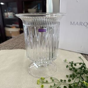 Marquis By Waterford 9” Heritage Hurricane Lamp‎ Lead Crystal Footed Vase NEW